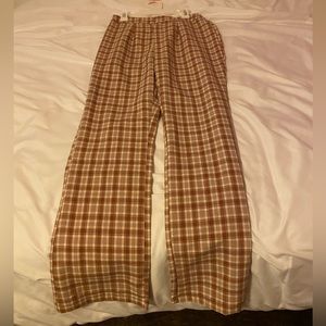 Shein Dress Pants Brown/ Cream Checkered Pattern- Size XS